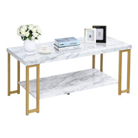 Giantex Marble Print Coffee Table, Accent Rectangular Cocktail Table