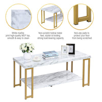 Giantex Marble Print Coffee Table, Accent Rectangular Cocktail Table