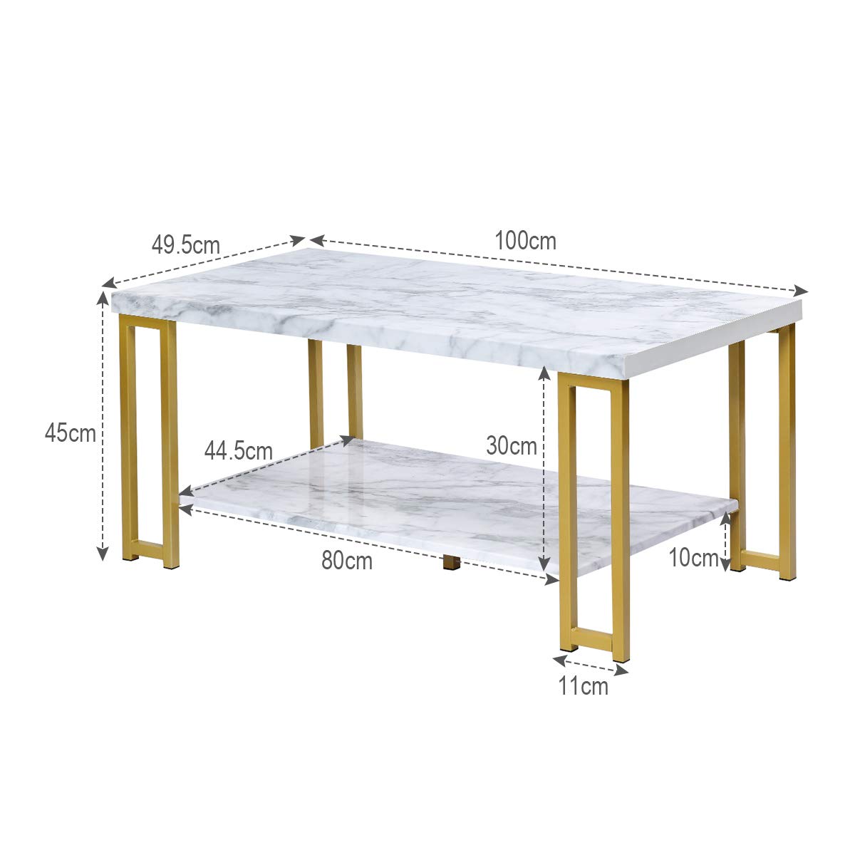 Giantex Marble Print Coffee Table, Accent Rectangular Cocktail Table