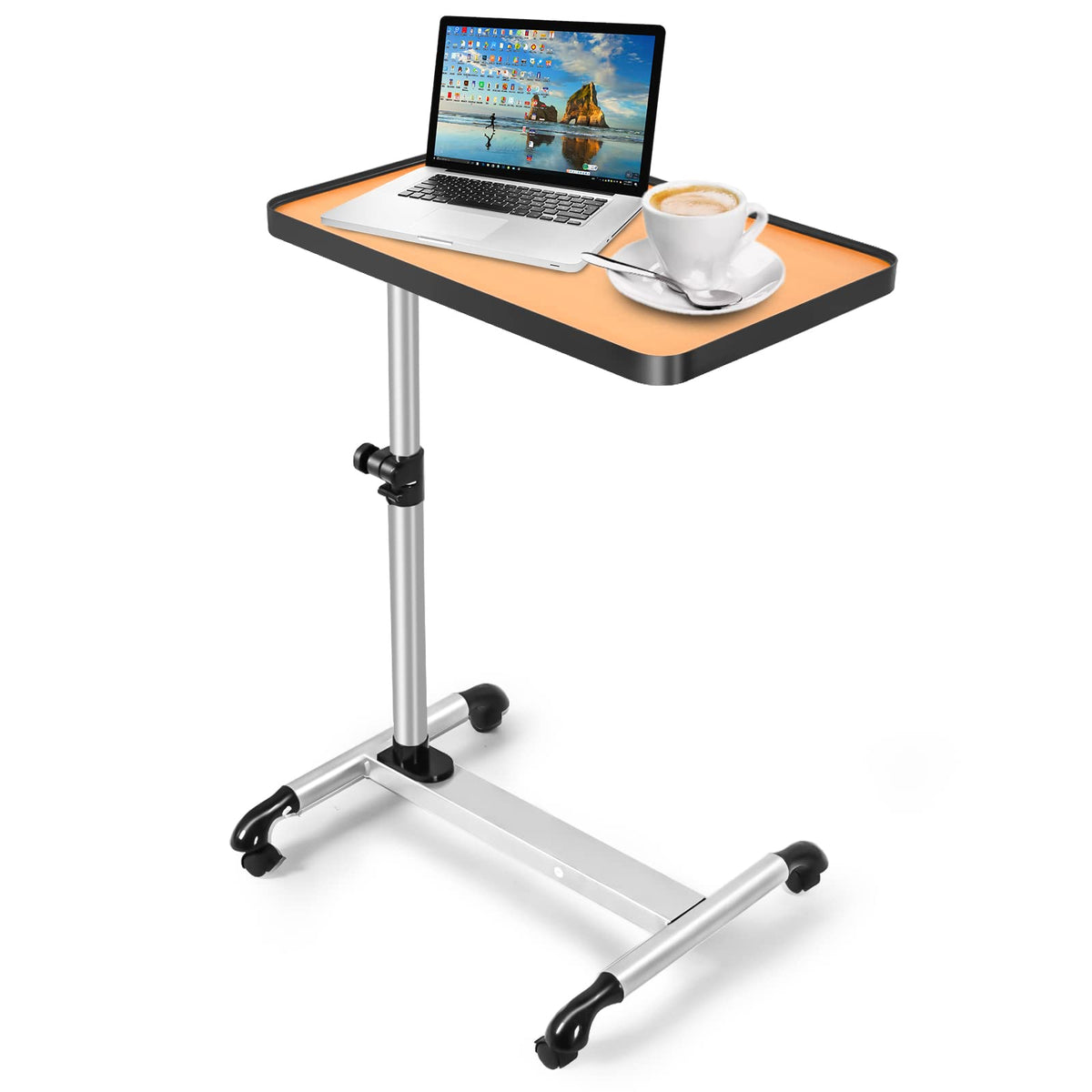 Giantex Metal Side Table, Laptop Table with Wheels