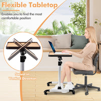 Giantex Metal Side Table, Laptop Table with Wheels