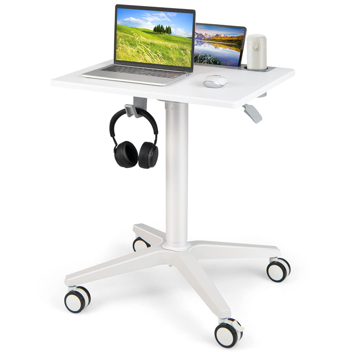 Giantex Mobile Laptop Desk, 77CM-117CM Height Adjustable Ergonomic Rolling Lectern Podium