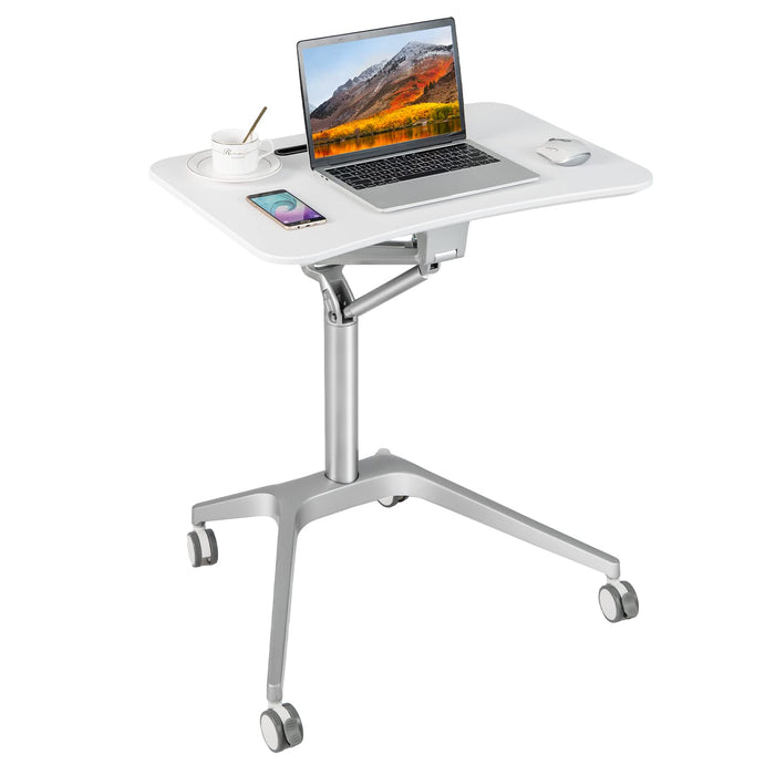 Giantex Mobile Standing Desk, Pneumatic Sit Stand Laptop Table