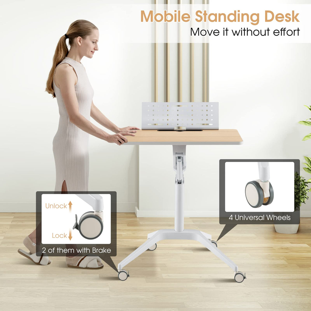 Giantex Mobile Standing Desk, Height Adjustable Sit to Stand Computer Desk