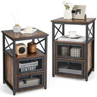 Giantex Modern Nightstand Set of 2, Industrial End Table