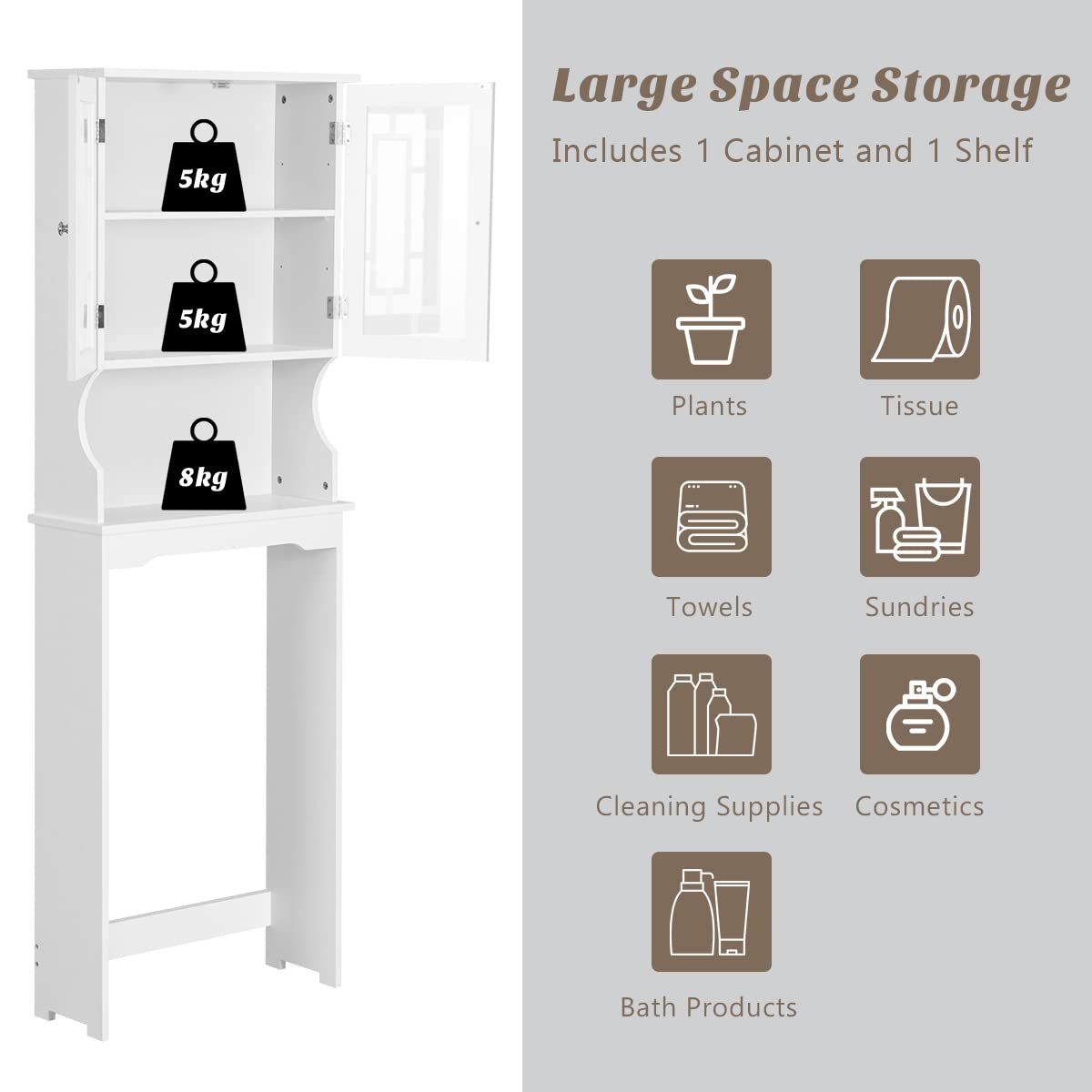 Giantex Over The Toilet Storage Cabinet, Freestanding Over Toilet Storage Rack