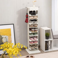 Giantex Rotated Shoe Rack, 9 Tier Wooden Shoe Organizer