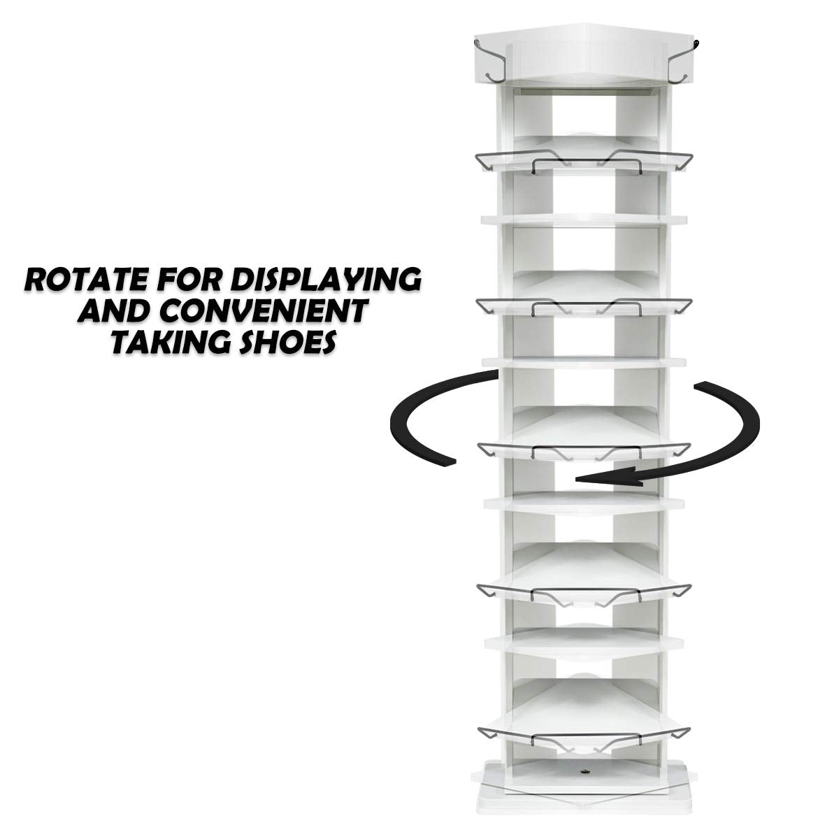 Giantex Rotated Shoe Rack, 9 Tier Wooden Shoe Organizer