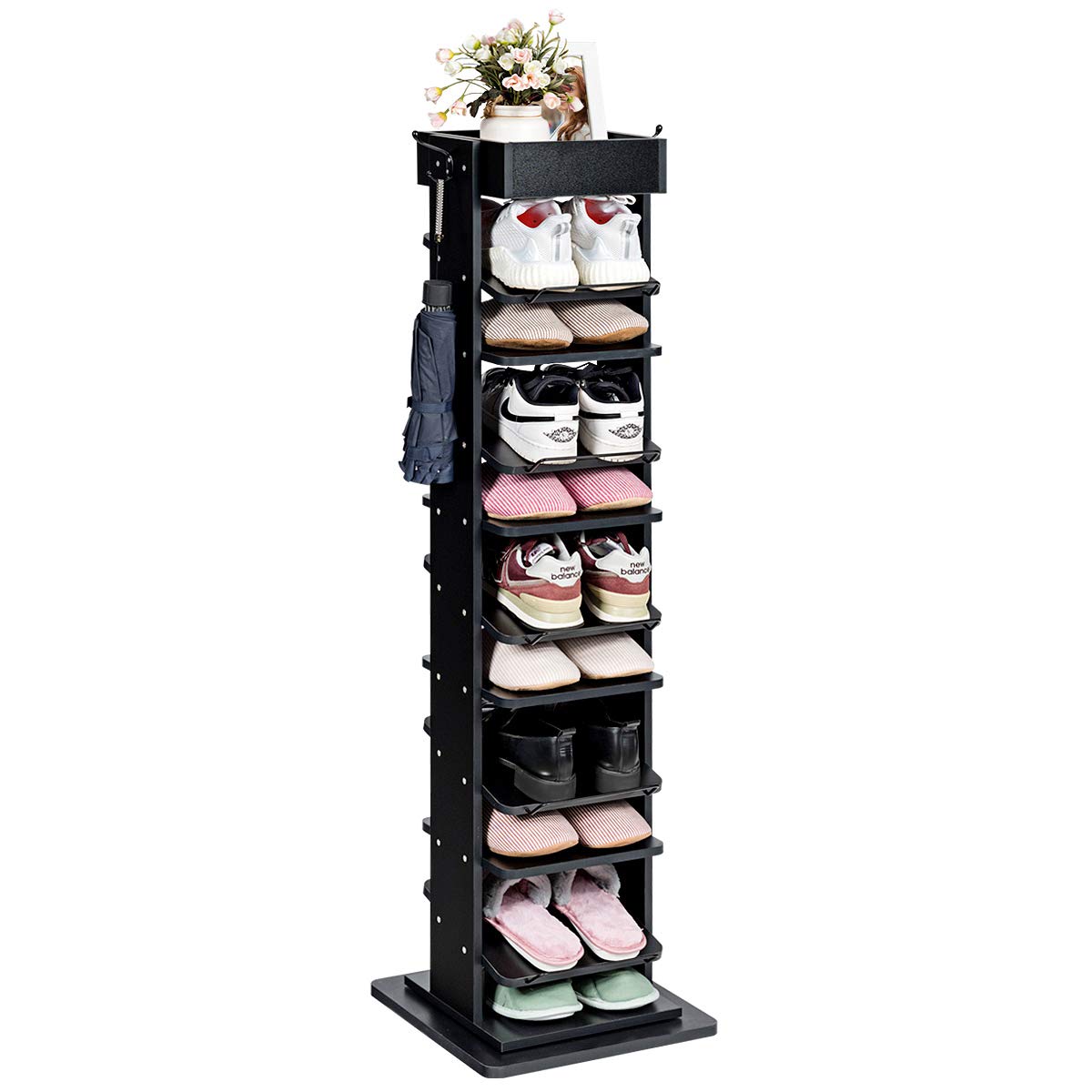 Giantex Rotated Shoe Rack, 9 Tier Wooden Shoe Organizer