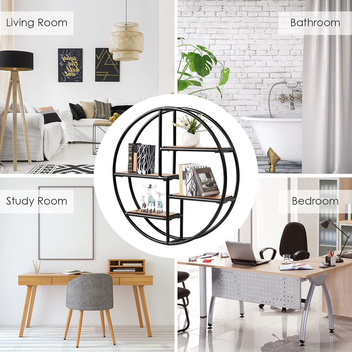 Giantex Round Circular Wall-Mounted Shelves