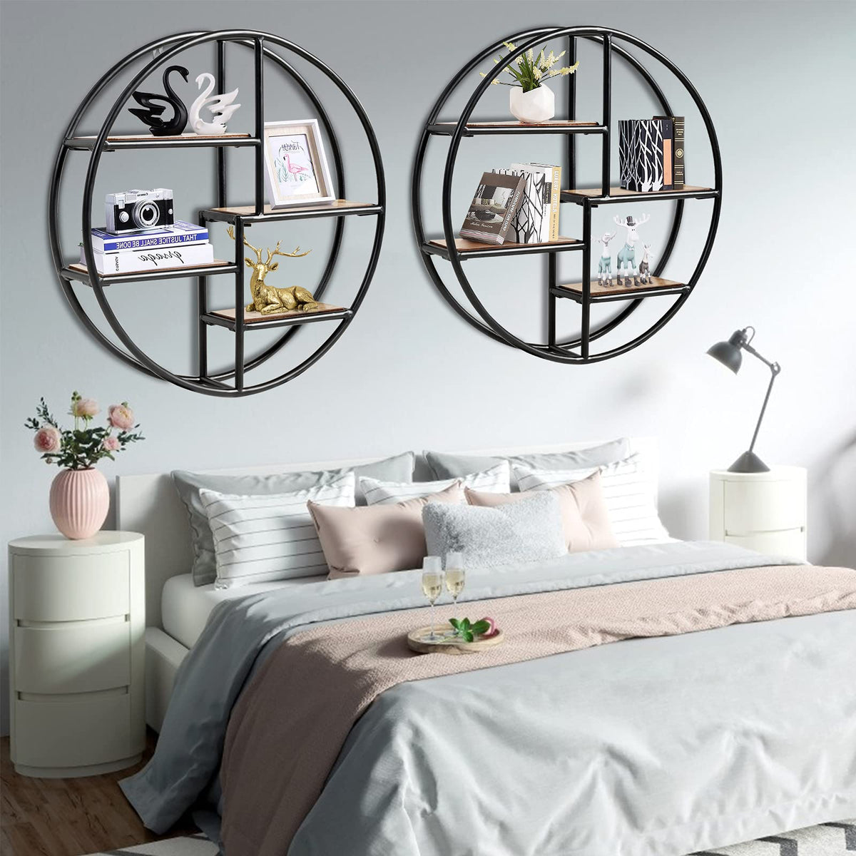 Giantex Round Circular Wall-Mounted Shelves