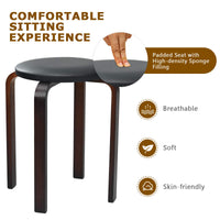 Giantex Set of 4 Bentwood Stools, Backless Counter Stools with Non-Slip Foot Mats