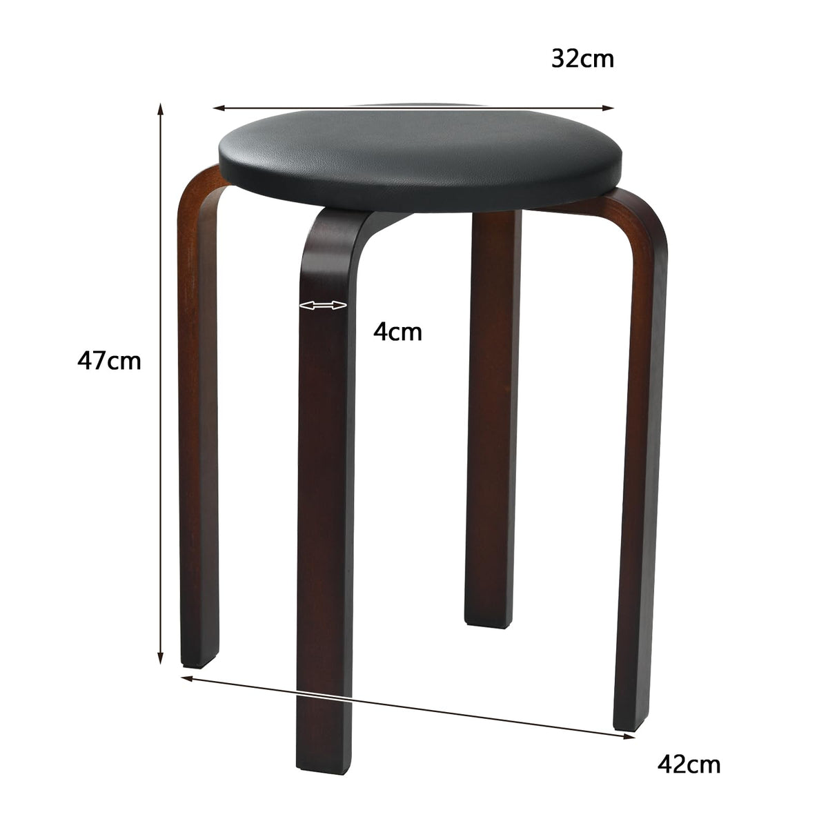 Giantex Set of 4 Bentwood Stools, Backless Counter Stools with Non-Slip Foot Mats