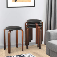 Giantex Set of 4 Bentwood Stools, Backless Counter Stools with Non-Slip Foot Mats