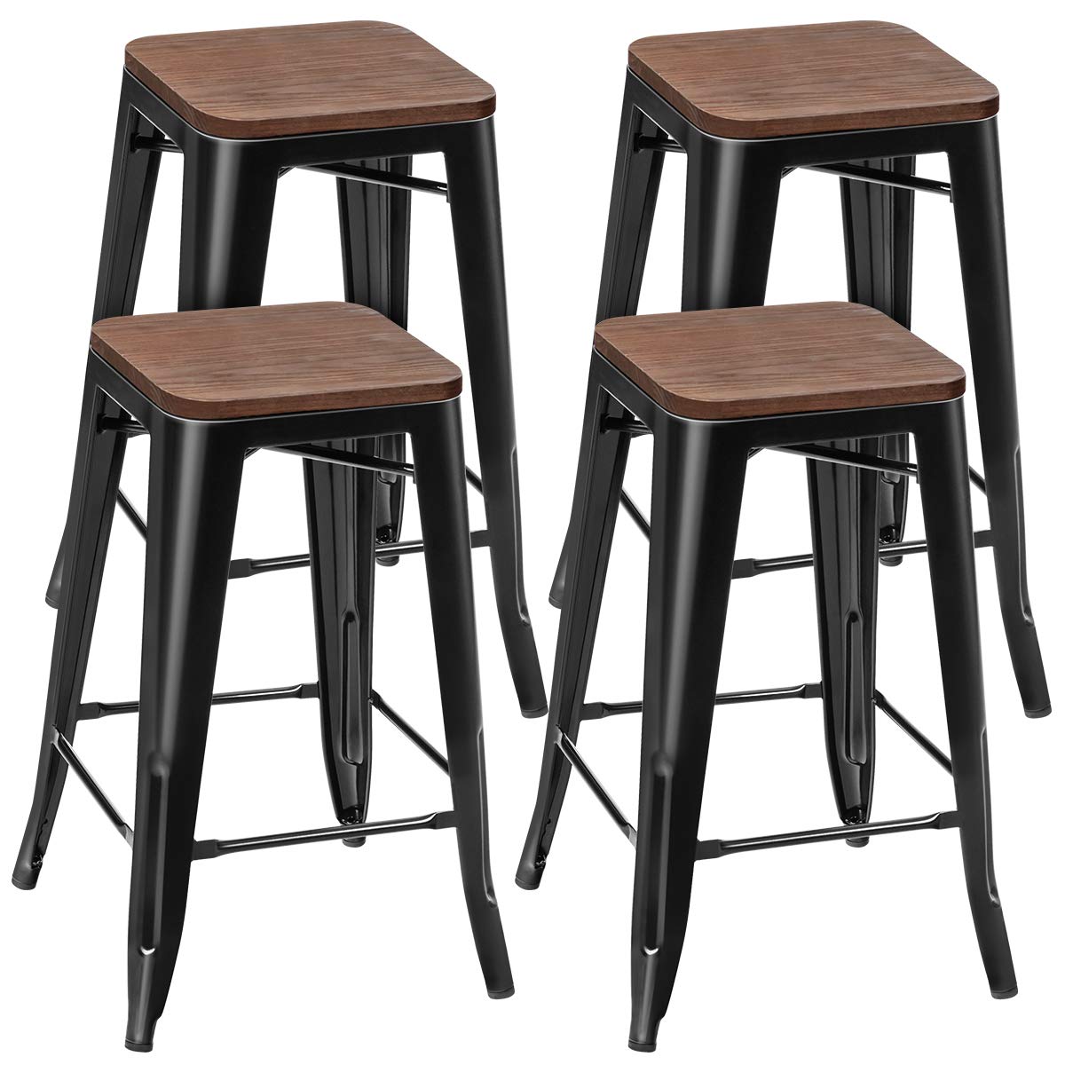 Giantex Set of 4 Metal Bar Stool, 65cm Counter Height Bar Stool