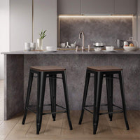 Giantex Set of 4 Metal Bar Stool, 65cm Counter Height Bar Stool