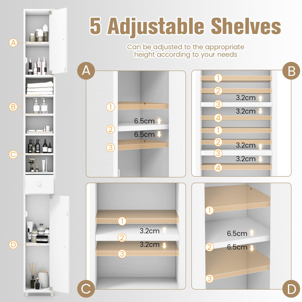 Giantex Slim Bathroom Tall Cabinet