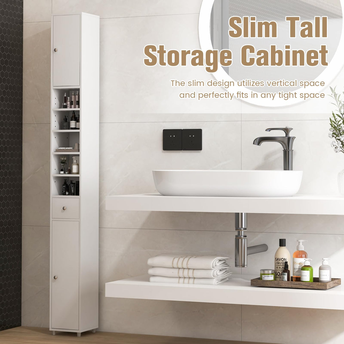 Giantex Slim Bathroom Tall Cabinet