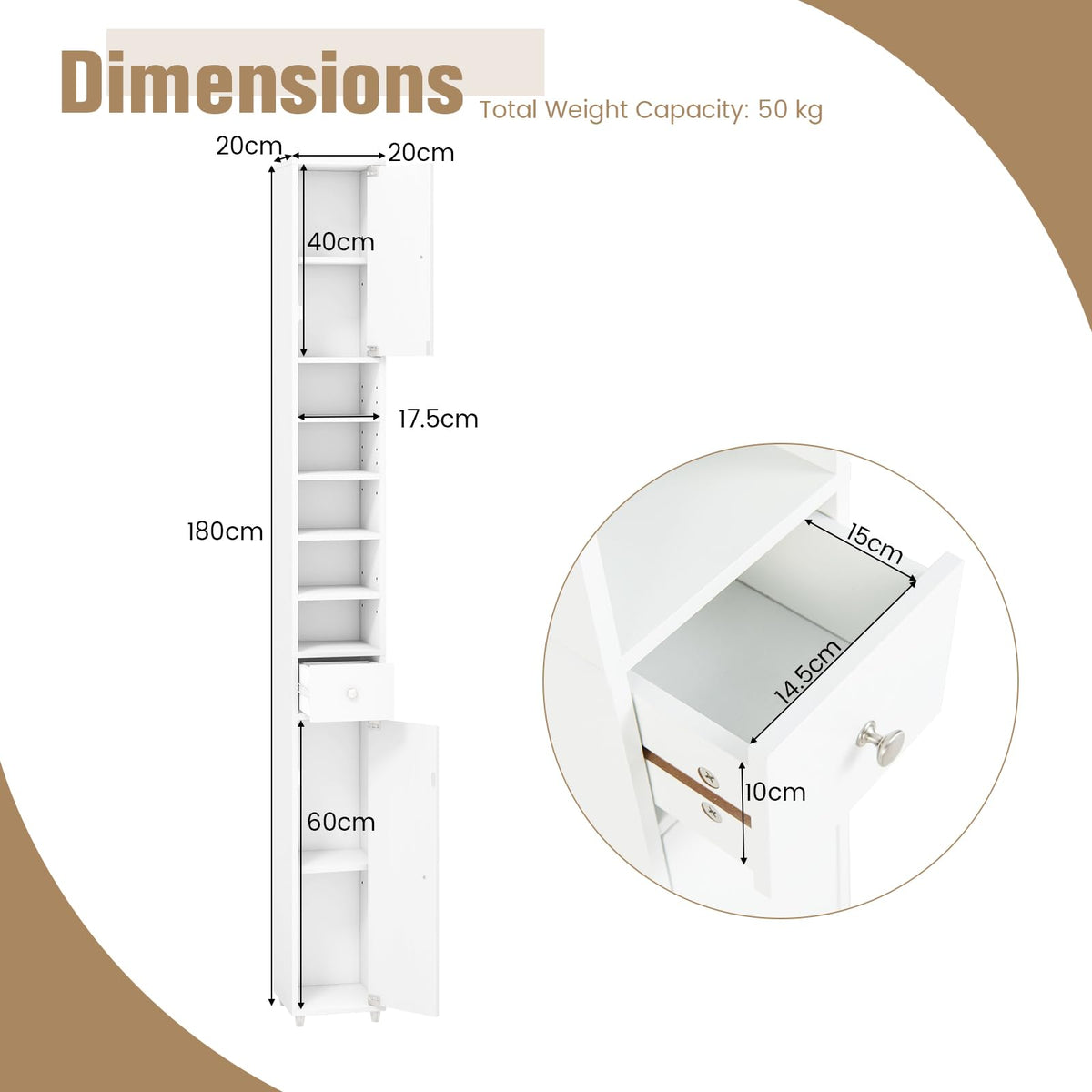 Giantex Slim Bathroom Tall Cabinet