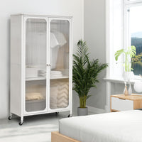 Giantex Storage Wardrobe Cabinet, Mobile Metal Armoire Closet