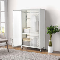 Giantex Storage Wardrobe Cabinet, Mobile Metal Armoire Closet