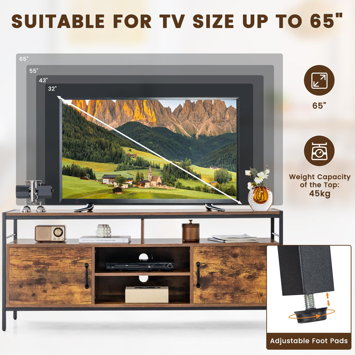 Giantex TV Stand for TVs up to 65”, 147cm TV Console Table