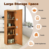 Giantex Tall Storage Cabinet, 153cm Farmhouse Freestanding Floor Cabinet with 4 Storage Shelves