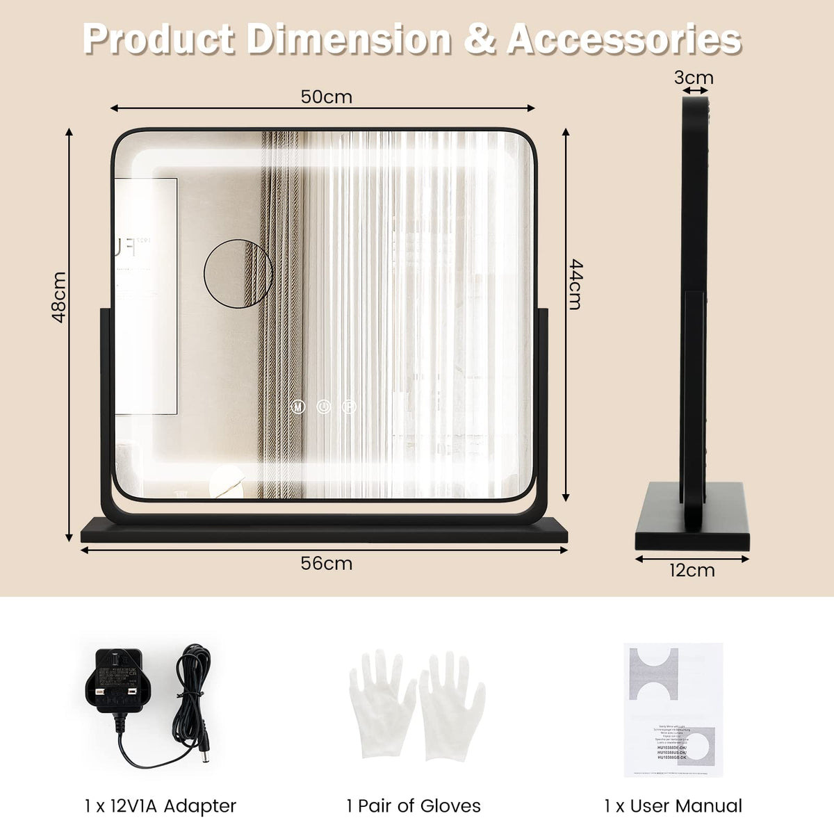 Giantex Vanity Mirror with Lights, Tabletop LED Lighted Mirror