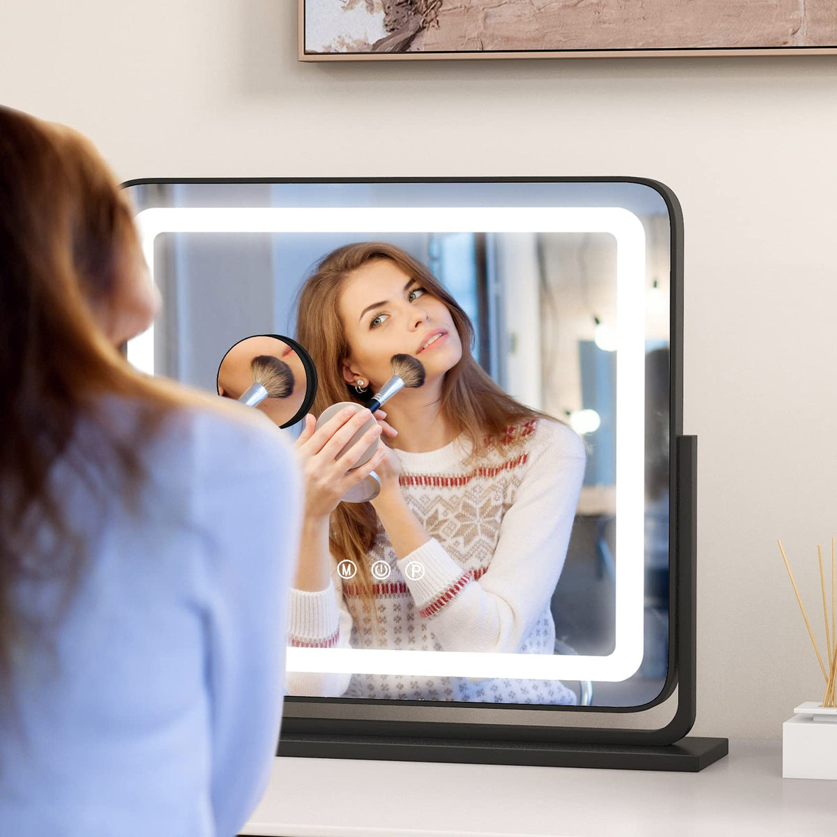 Giantex Vanity Mirror with Lights, Tabletop LED Lighted Mirror