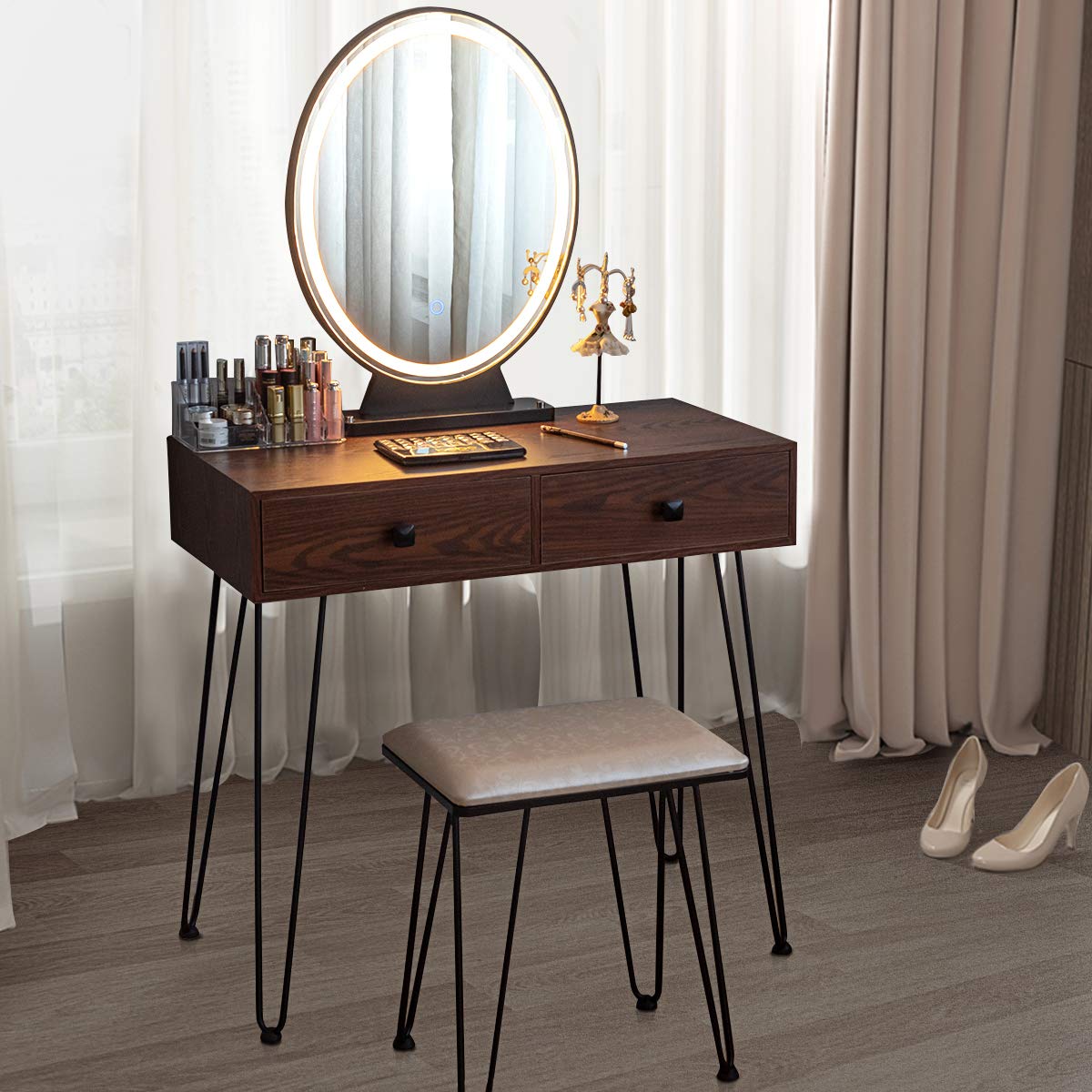 Makeup table and online stool set