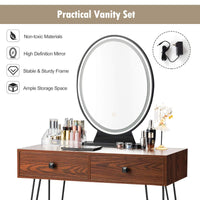 Giantex Vanity Table Set w/Lighted Mirror, Makeup Dressing Table Desk with Cushioned Stool