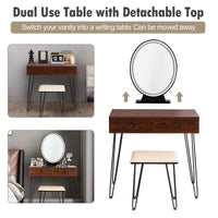 Giantex Vanity Table Set w/Lighted Mirror, Makeup Dressing Table Desk with Cushioned Stool