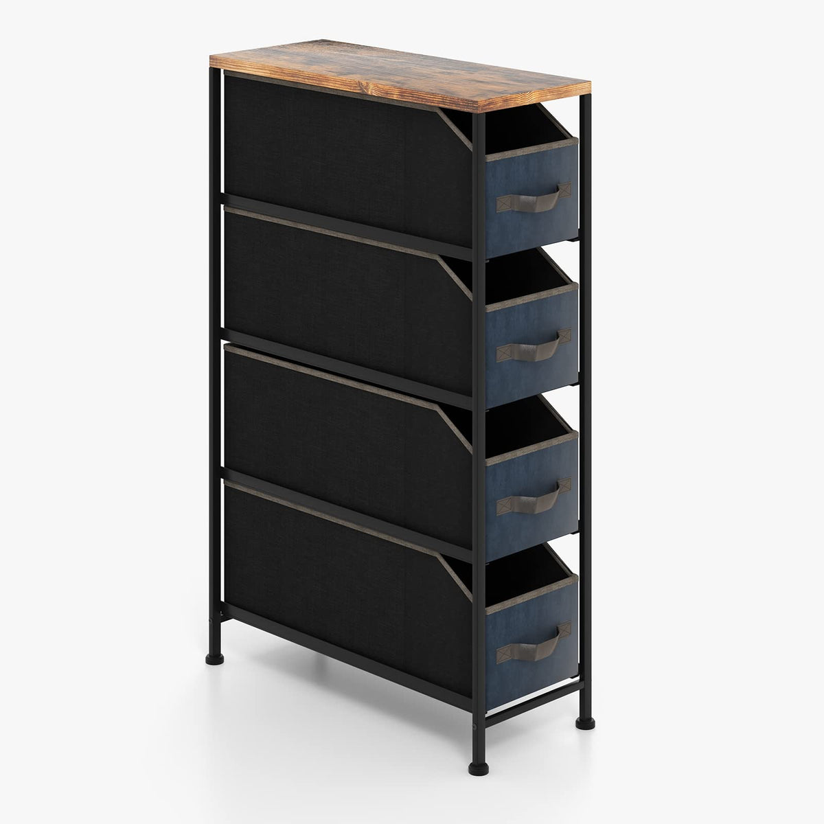 Giantex Vertical Narrow Dresser, Multifunctional Tall Storage Tower with 4 Removable Fabric Drawers