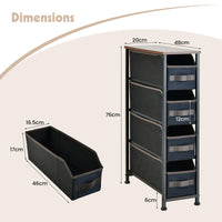 Giantex Vertical Narrow Dresser, Multifunctional Tall Storage Tower with 4 Removable Fabric Drawers