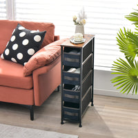 Giantex Vertical Narrow Dresser, Multifunctional Tall Storage Tower with 4 Removable Fabric Drawers