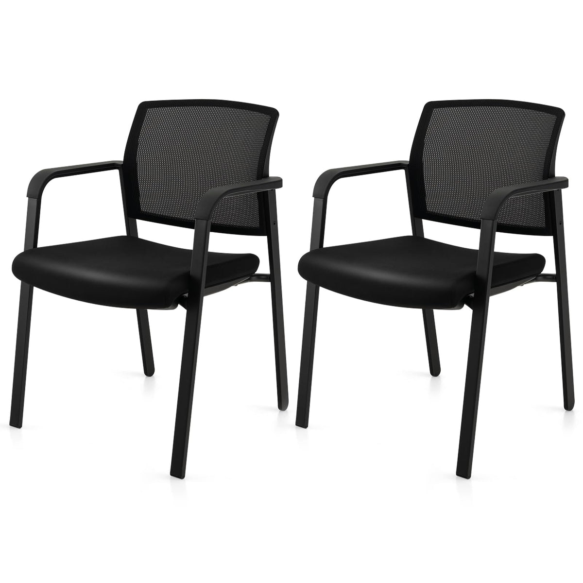 Giantex Waiting Room Chairs Set of 2, Stackable Office Guest Mesh Chairs with Armrests