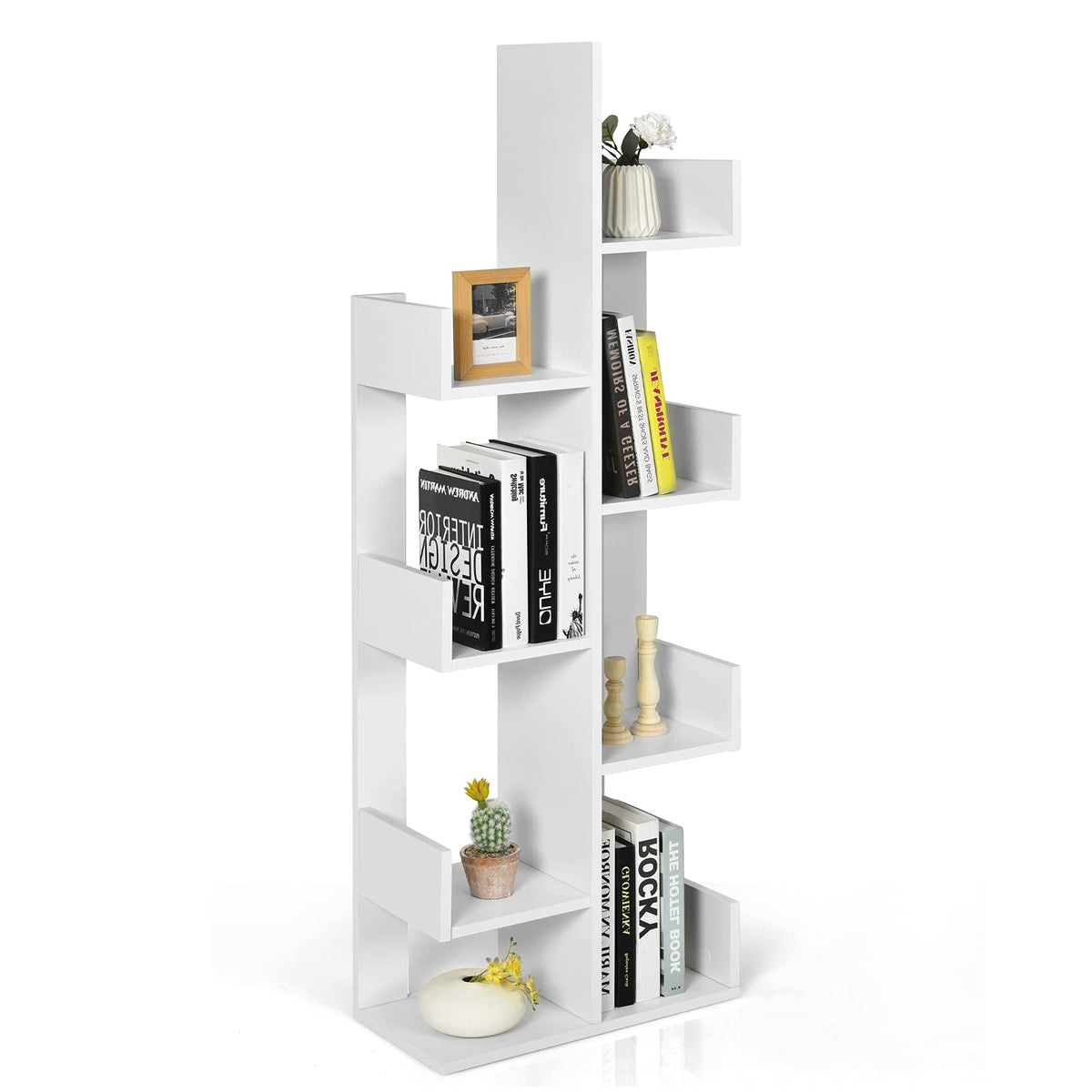 Giantex Industrial Bookcase, Tree-Shaped Bookshelf W/ 8 Storage Shelves