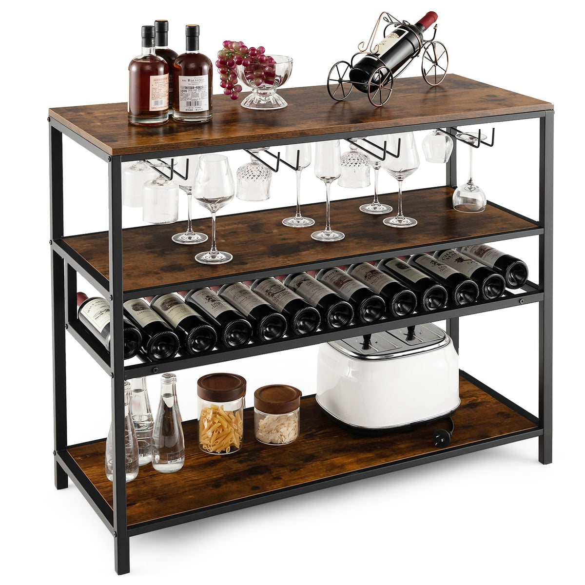 Giantex Wine Rack Table, Industrial Bar Cabinet