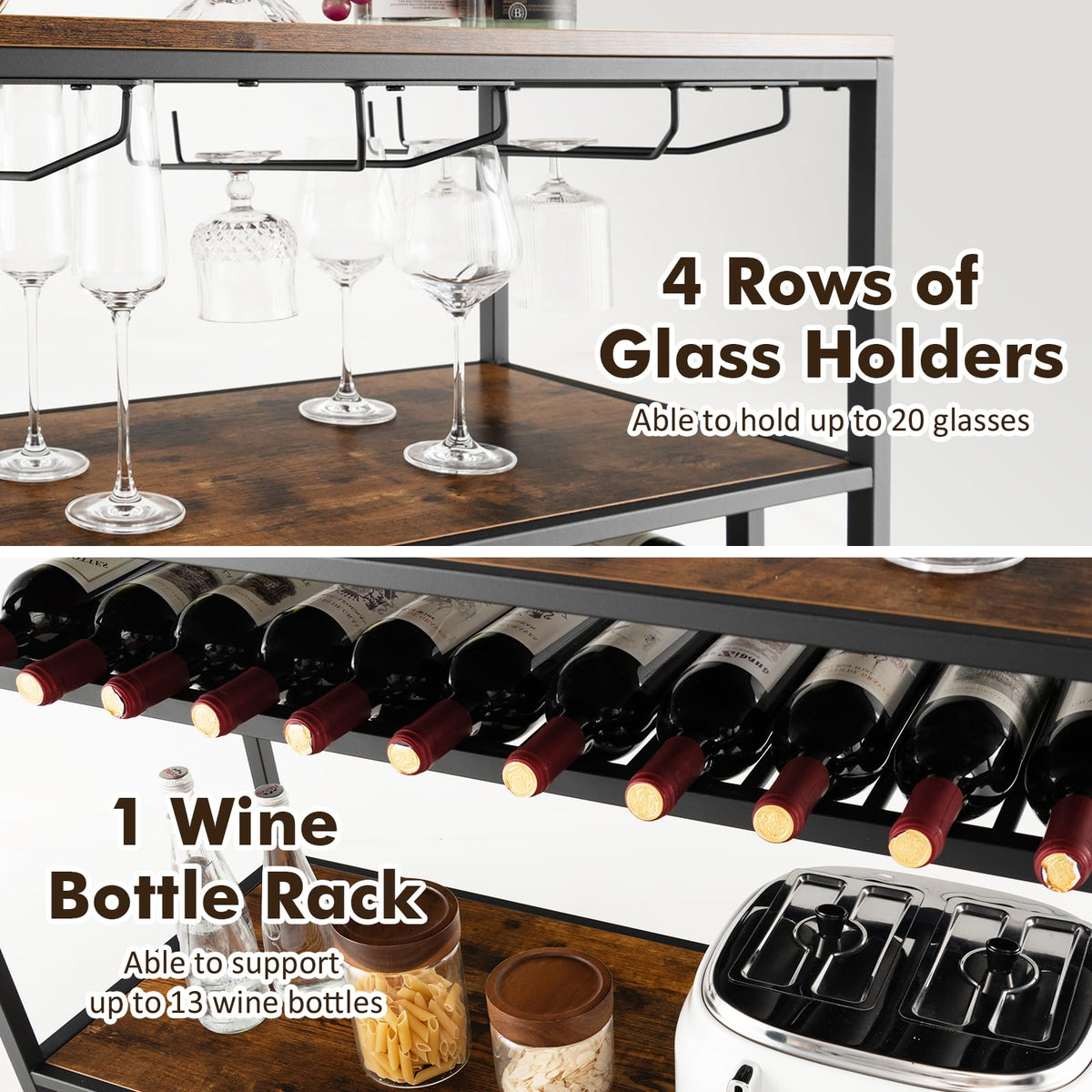 Wide Rack Table Giantex Wine Rack Table, Industrial Bar Cabinet – Giantex.au