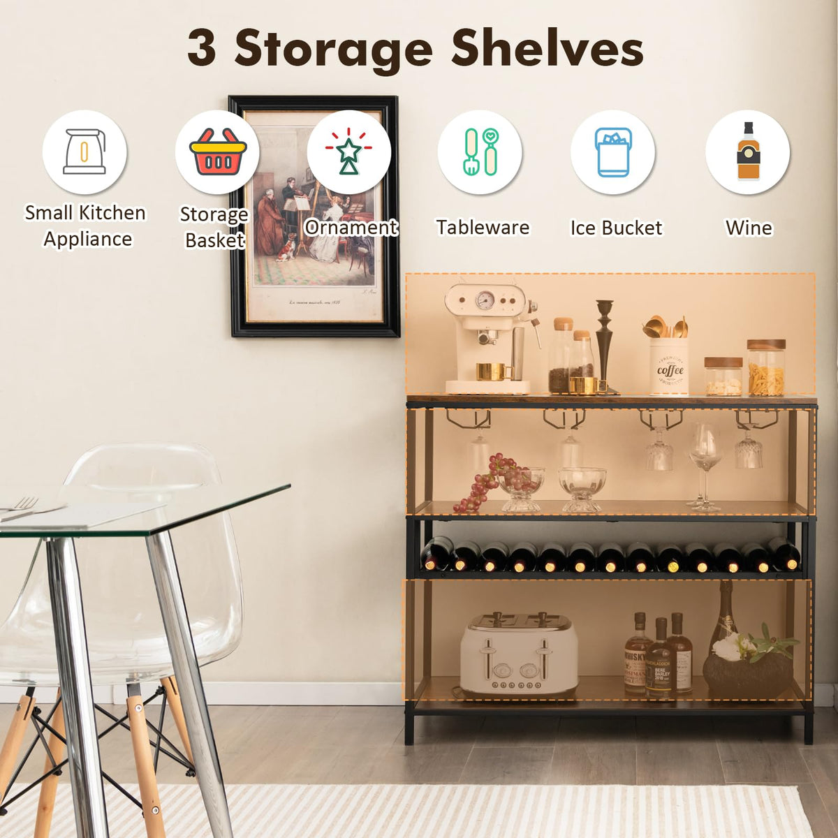 Wide Rack Table Giantex Wine Rack Table, Industrial Bar Cabinet – Giantex.au
