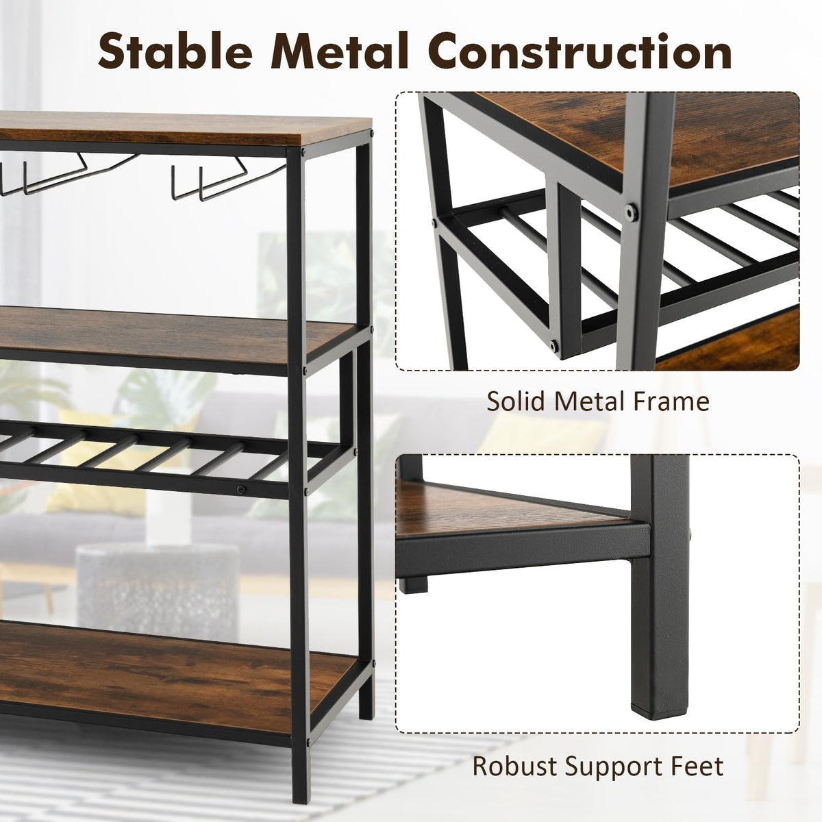 Wide Rack Table Giantex Wine Rack Table, Industrial Bar Cabinet – Giantex.au