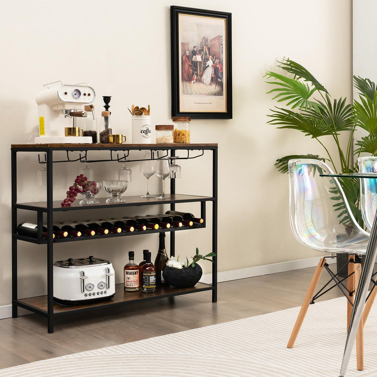 Wide Rack Table Giantex Wine Rack Table, Industrial Bar Cabinet – Giantex.au