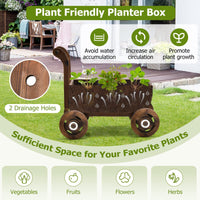 Giantex Wooden Wagon Planter Box with Wheels