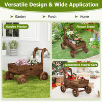 Giantex Wooden Wagon Planter Box with Wheels