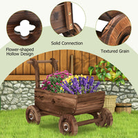 Giantex Wooden Wagon Planter Box with Wheels