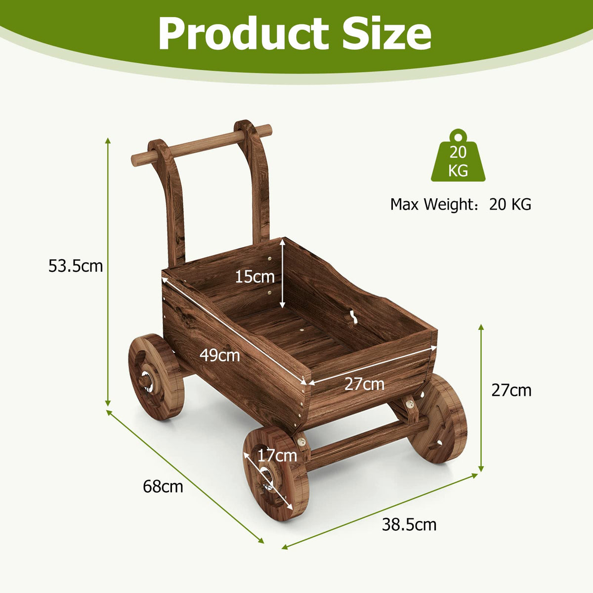 Giantex Wooden Wagon Planter Box with Wheels
