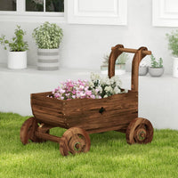 Giantex Wooden Wagon Planter Box with Wheels