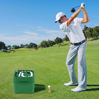 Golf Ball Dispenser with 50-Ball Capacity and 6-Club Holder with 2 Hitting Modes