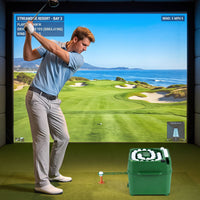 Golf Ball Dispenser with 50-Ball Capacity and 6-Club Holder with 2 Hitting Modes