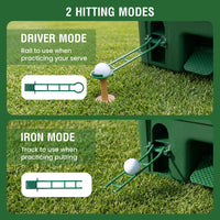 Golf Ball Dispenser with 50-Ball Capacity and 6-Club Holder with 2 Hitting Modes